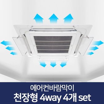 리코 에어컨바람막이 천장형 4way 4개 1set 천장형에어컨바람막이 시스템