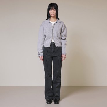 레이브 Boots Cut Pin Tuck Denim Pants in Black VJ4SL152-10