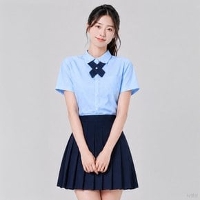 (대여) 대만교복 스카이블루 반팔 교복셔츠 여성 여학생 상의 스쿨룩 교복몰