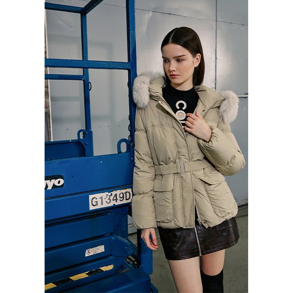 [시흥점] 여성 셔링 포켓 벨티드 미들 폭스퍼 점퍼(EQ4NZ064)