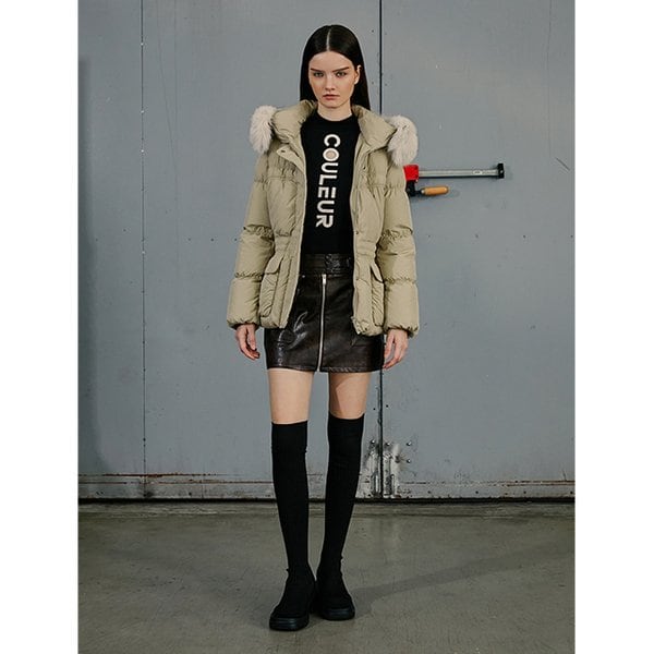 [시흥점] 여성 셔링 포켓 벨티드 미들 폭스퍼 점퍼(EQ4NZ064)