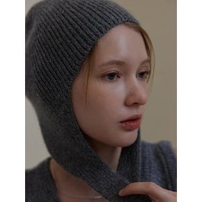 [연말 스페셜 6mm+10mm 진주귀걸이 증정] Angora earflap beanie - Dark grey