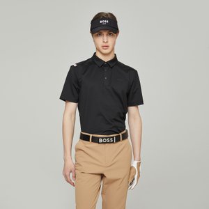 BOSS [BOSS GOLF] 남성 골프 시그니처 컬러 포인트 반팔 폴로 셔츠 블랙(BIMTM220921)