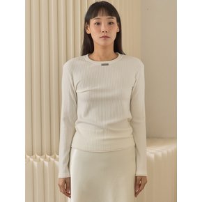 Fine Rib Long Sleeve Top_Ivory