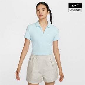 우먼스 나이키 스포츠웨어 에센셜 반팔 폴로 탑 NIKE DV7885-474