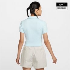 우먼스 나이키 스포츠웨어 에센셜 반팔 폴로 탑 NIKE DV7885-474