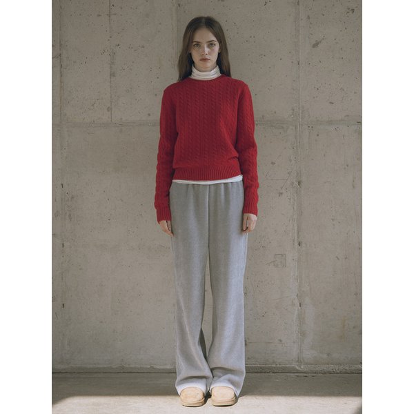 SIPT7097 기모 골지 스웻 팬츠_Melange gray