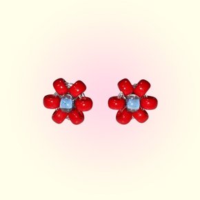 Red Bell Flower Beads Earring