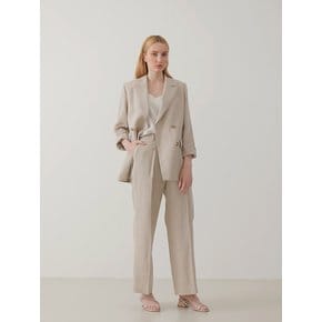 Natural Beige Linen Double Blazer