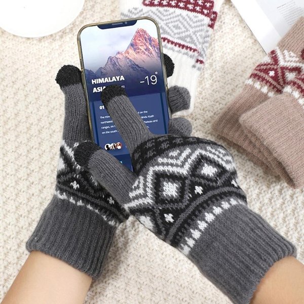 [옷자락] 남자 여자 인디 패턴 겨울 스마트터치 캐주얼 장갑