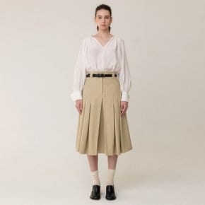 High Waist Belted Skirt Lentil-Yellow