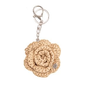 No.227 / Raffia Camellia Key Ring _ Natural Beige