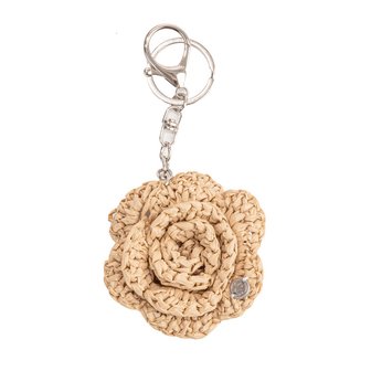 슬로우슬로울리 No.227 / Raffia Camellia Key Ring _ Natural Beige