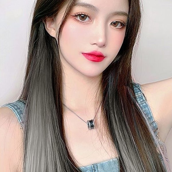 [언니네 가발] 포인트 브릿지 헤어피스(애쉬그레이)