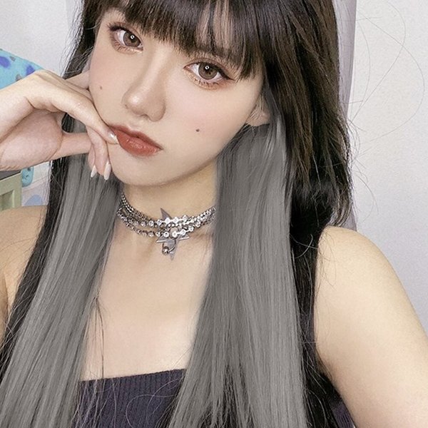 [언니네 가발] 포인트 브릿지 헤어피스(애쉬그레이)