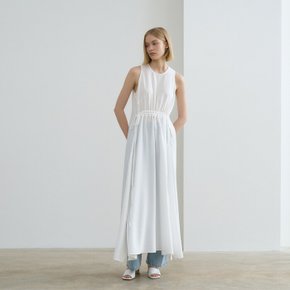 / Belted Shirring Long Dress