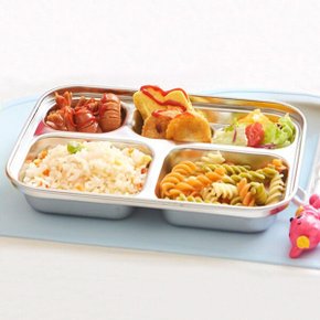 콤팩트 스텐 식판 도시락 세트/유아동식기 어린이집 식판 스테인리스 그릇