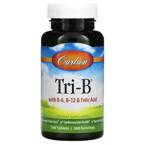 [해외직구] 칼슨 Tri-B B6 B12 앤 엽산 폴릭엑시드 360정 2팩 Carlson Labs Tri-B with B6 B12 & Folic Acid 360 Tablets