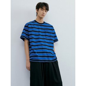 Washed stripe 1/2 T-shirt (blue stripe)