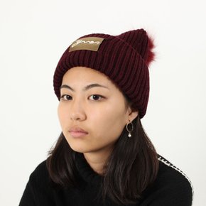 니트 폼폼 여성 비니 9WAA047XXMARD 레드 Yves Salomon Knit Pom Pom Beanie