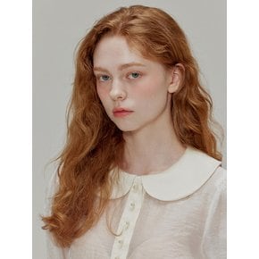 Round collar see-through blouse_Ivory