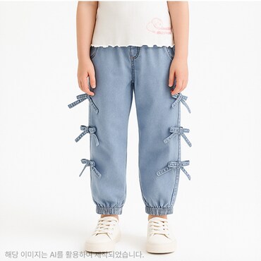 밀리밤 여름 리본조거 니트 데님 바지 MLTJ25451