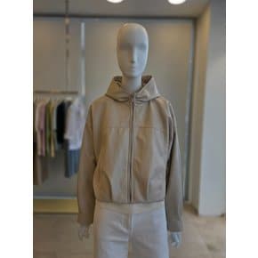 [여주점] [더 아이잗] 여성 루즈핏 페이크 레더 후드 점퍼 (IS4A3LT031)