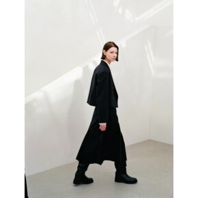 BELTED A-LINE MIDI SK (NAVY)