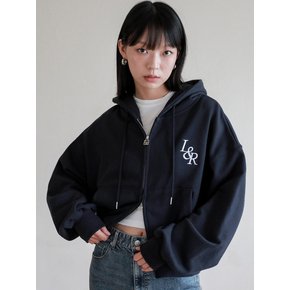 Lossy Big Logo Crop Hood Zip-up Navy