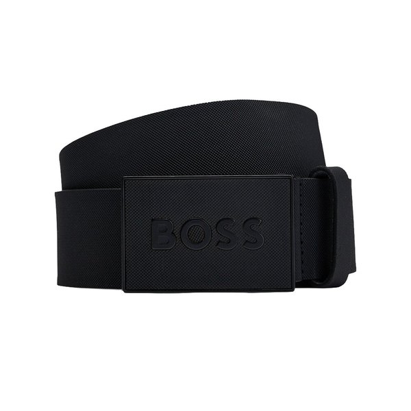 휴고보스 남성 가죽 벨트 플라크 버클 블랙 2026SS