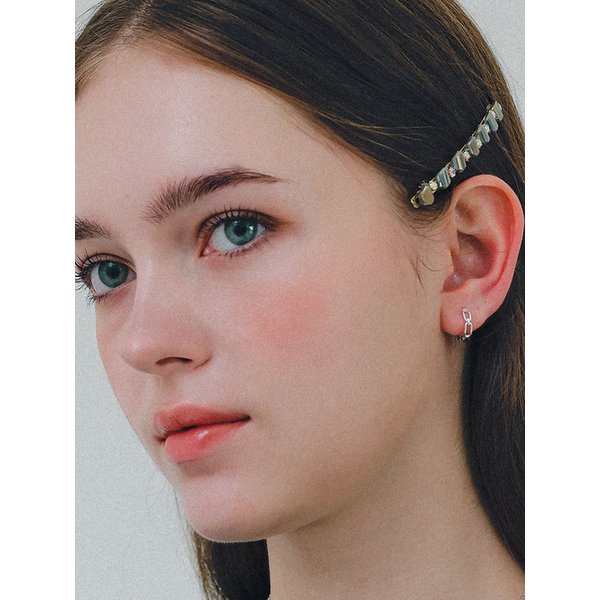 Link Chain One-Touch Silver Earrings M04044