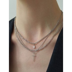 [Surgical_2 SET] Flat & Tiny Cross Necklace