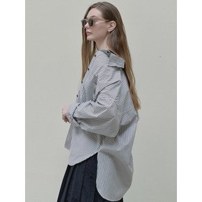 Unbalance Stripe overfit shirt - white