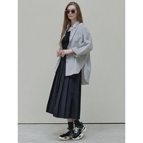 Unbalance Stripe overfit shirt - white