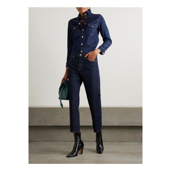 더 행 크롭 하이웨이스트 스트레이트 진 다크 데님 1647597350117490