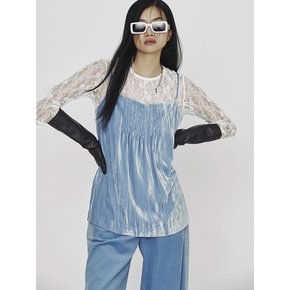 [Holiday Edition] Tuck Point Velvet Blouse (blue)_LFSAS25010BUX