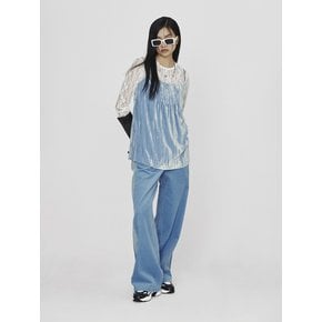 [Holiday Edition] Tuck Point Velvet Blouse (blue)_LFSAS25010BUX