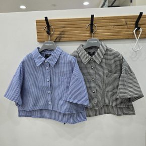 여름신상 민소매티레이어드크롭체크셔츠  U2421B353_SH