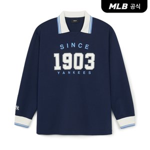 MLB [코리아공식] 바시티 긴팔 스포츠 카라 티셔츠 NY (Navy)