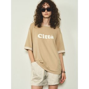 Retro Citta Logo Overfit Ringer T-shirt_CTT320(Beige)