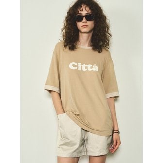 시타 Retro Citta Logo Overfit Ringer T-shirt_CTT320(Beige)