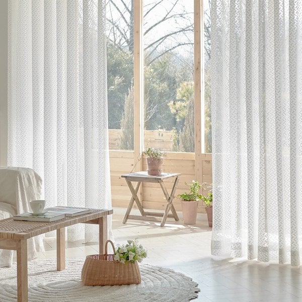 체이니 레이스 매쉬 거실 커튼 중형