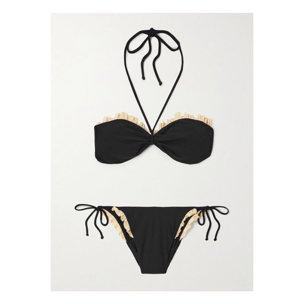 러플 투톤 홀터넥 비키니 블랙 46376663162855163