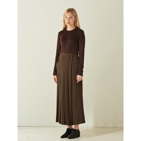 PLEATS WRAP PANTS_BROWN