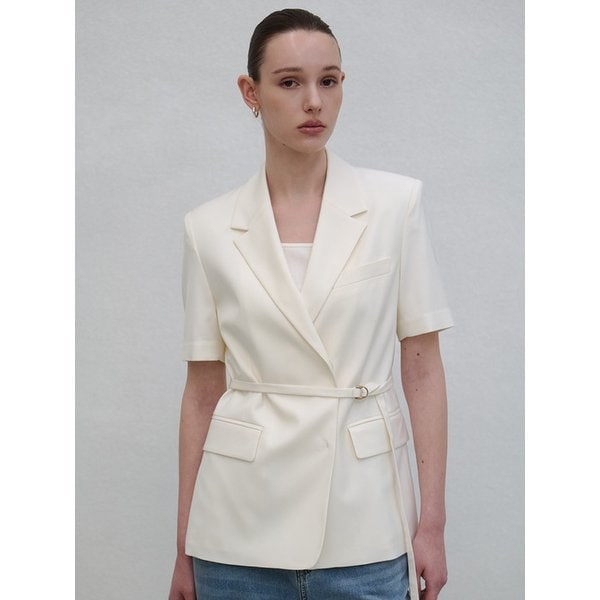Summer Wool Belted Half Sleeve Jacket