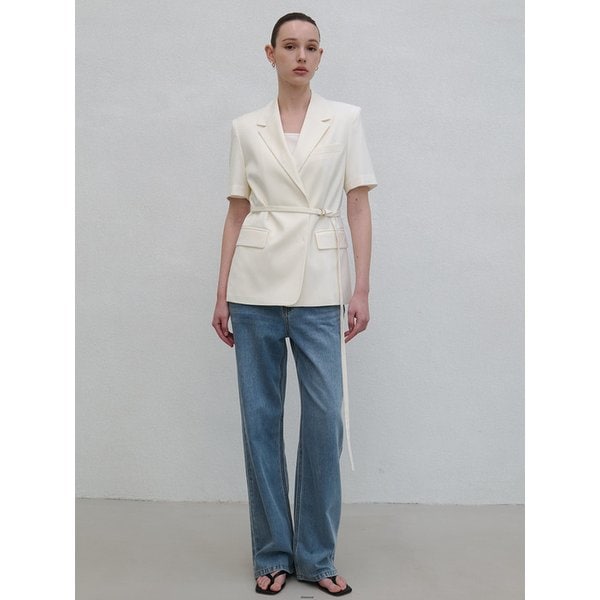 Summer Wool Belted Half Sleeve Jacket