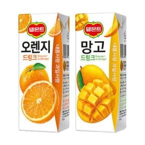 델몬트 드링크 190ml 망고x24팩+오렌지x24팩 과즙음료 쥬스 과일음료