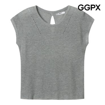 GGPX 사선 펀칭 백 트임 민소매 니트 (GP6KP007F)