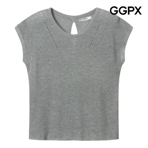 GGPX 사선 펀칭 백 트임 민소매 니트 (GP6KP007F)