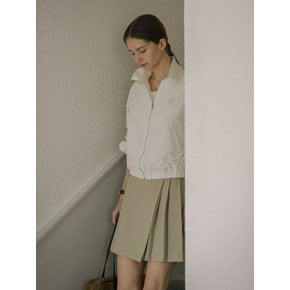 High-neck shirring wind jumper_Ivory